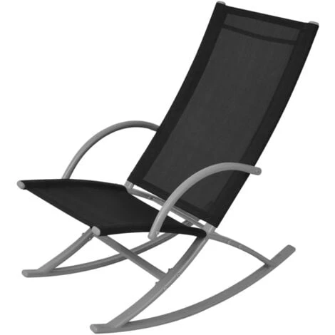 Chaises à Bascule De Jardin 2 Pcs Acier Et Textilène Noir VidaXL 4 Chaises à Bascule De Jardin 2 Pcs Acier Et Textilène Noir VidaXL – Image 2