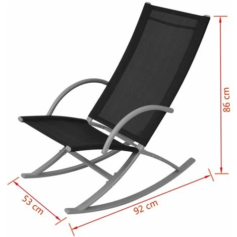 Chaises à Bascule De Jardin 2 Pcs Acier Et Textilène Noir VidaXL 5 Chaises à Bascule De Jardin 2 Pcs Acier Et Textilène Noir VidaXL – Image 3