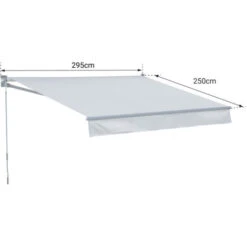 Store Banne SAULE 2,95 × 2,5m - Toile Rayée Blanche/grise Et Structure Blanche -Promos Garde Plante Boutique 34289693 4