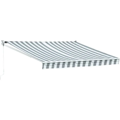 Store Banne SAULE 3,5 × 3m - Toile Rayée Blanche/grise Et Structure Blanche 3 Store Banne SAULE 3,5 × 3m - Toile Rayée Blanche/grise Et Structure Blanche