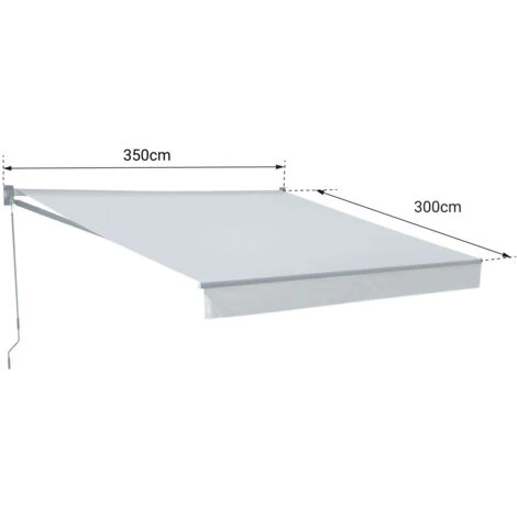 Store Banne SAULE 3,5 × 3m - Toile Rayée Blanche/grise Et Structure Blanche 6 Store Banne SAULE 3,5 × 3m - Toile Rayée Blanche/grise Et Structure Blanche – Image 4