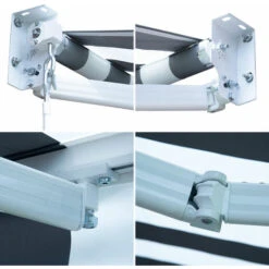 Store Banne SAULE 2,5 × 2m - Toile Rayée Blanche/grise Et Structure Blanche -Promos Garde Plante Boutique 34289820 3