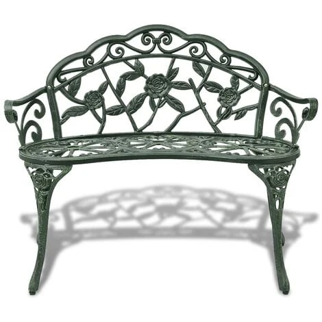 Banc De Jardin 100 Cm Aluminium Coulé Vert VidaXL 4 Banc De Jardin 100 Cm Aluminium Coulé Vert VidaXL – Image 2