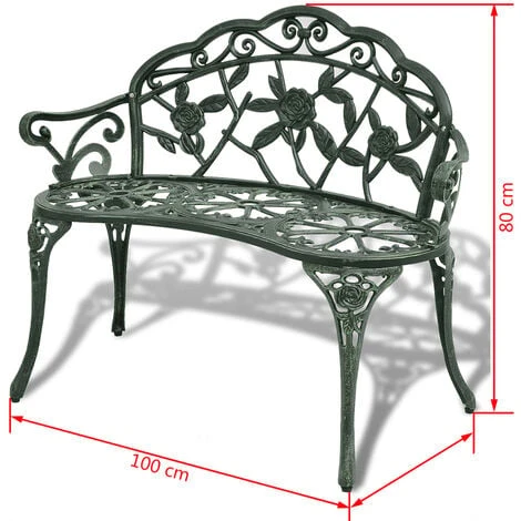 Banc De Jardin 100 Cm Aluminium Coulé Vert VidaXL 6 Banc De Jardin 100 Cm Aluminium Coulé Vert VidaXL – Image 4