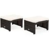 COSTWAY 2 Tabouret De Jardin Résine Tressée En Rotin PE Avec Coussin Gris, Pour Terrasse Et Piscine, 49 X 40 X 33 CM Blanc -Promos Garde Plante Boutique 35443268 1