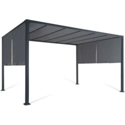 Pergola Coulissante 2 Pans 3x4 M Belvédère De Jardin Toile Gris Anthracite