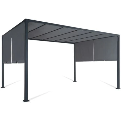 Pergola Coulissante 2 Pans 3x4 M Belvédère De Jardin Toile Gris Anthracite 3 Pergola Coulissante 2 Pans 3x4 M Belvédère De Jardin Toile Gris Anthracite