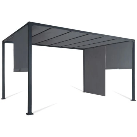 Pergola Coulissante 2 Pans 3x4 M Belvédère De Jardin Toile Gris Anthracite 5 Pergola Coulissante 2 Pans 3x4 M Belvédère De Jardin Toile Gris Anthracite – Image 3