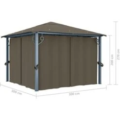 Tonnelle Avec Rideau Et Lumières LED 3x3 M Taupe Aluminium VidaXL 9 Tonnelle Avec Rideau Et Lumières LED 3x3 M Taupe Aluminium VidaXL -Promos Garde Plante Boutique 35894058 3