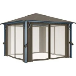 Tonnelle Avec Rideau Et Lumières LED 3x3 M Taupe Aluminium VidaXL 11 Tonnelle Avec Rideau Et Lumières LED 3x3 M Taupe Aluminium VidaXL -Promos Garde Plante Boutique 35894058 5