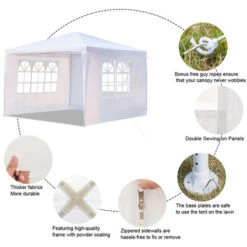 Tente De Réception 3 X 3 M Sur Trois C?tés Avec Tubes En Spirale Blanc -Promos Garde Plante Boutique 36217724 2