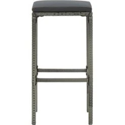 Ensemble De Bar De Jardin Avec Coussins 3 Pcs Gris VidaXL -Promos Garde Plante Boutique 36781678 4