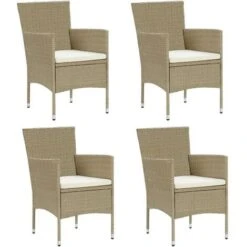 Chaises De Salle à Manger De Jardin 4 Pcs Résine Tressée Beige VidaXL