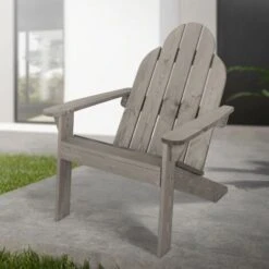 Fauteuil De Jardin En Bois Massif De Pin / épicéa Adirondack Chaise Longue Gris