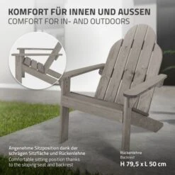 Fauteuil De Jardin En Bois Massif De Pin / épicéa Adirondack Chaise Longue Gris -Promos Garde Plante Boutique 37219005 4
