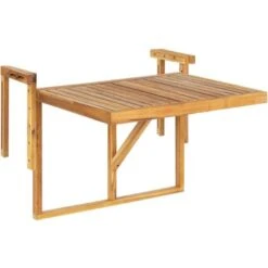 Table De Balcon Rabattable En Bois D'Acacia Clair Pour Balustrade Idéal Pour Les Petits Espaces Extérieurs Beliani -Promos Garde Plante Boutique 37621028 4