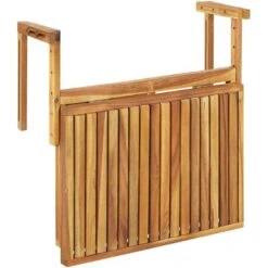 Table De Balcon Rabattable En Bois D'Acacia Clair Pour Balustrade Idéal Pour Les Petits Espaces Extérieurs Beliani -Promos Garde Plante Boutique 37621028 5