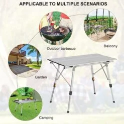 WOLTU Table De Camping Pliante En Aluminium.Table De Randonnée Pliable.Table De Pique-nique/Balcon.Hauteur Réglable.90x52.2x45-72 Cm -Promos Garde Plante Boutique 38233181 3