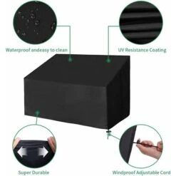 Housse Banc De Jardin,4 Places étanche Housse Banc De Jardin Couverture Imperméable De Meubles De Jardin,Anti-UV 210d Oxford Couverture Antipoussière Pour Banc Exterieu - (190x66x89cm) Noir GrooFoo -Promos Garde Plante Boutique 39345573 3
