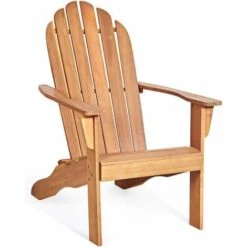 GOPLUS Fauteuil De Jardin Adirondack En Bois Massif-69P X 88l X 103H Cm-Dossier Haut&Accoudoir Elargi- Charge Max 160KG(Naturel)