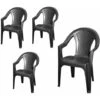 Lot De 4 - Chaise De Jardin Ischia - 042980260 - 4 Pièces - Couleur : Anthracite (DHL) -Promos Garde Plante Boutique 39891105 1