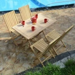 Table Pliante Rectangulaire En Teck Ecograde Kensaï 120 X 70 Cm -Promos Garde Plante Boutique 41118 5