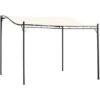 OUTSUNNY Pergola Tonnelle De Jardin Auvent 2,97 X 2,97 M Adossable Métal Noir Polyester Anti-UV Beige