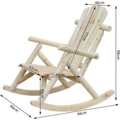 OUTSUNNY Fauteuil De Jardin Adirondack à Bascule Rocking Chair Style Néo-rétro Assise Dossier Ergonomique Bois Naturel De Pin -Promos Garde Plante Boutique 4150585 3