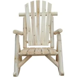 OUTSUNNY Fauteuil De Jardin Adirondack à Bascule Rocking Chair Style Néo-rétro Assise Dossier Ergonomique Bois Naturel De Pin -Promos Garde Plante Boutique 4150585 4
