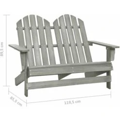 Chaise De Jardin Adirondack 2 Places Bois De Sapin Massif Gris VidaXL -Promos Garde Plante Boutique 42096310 3