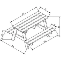 TIMBELA M012-1 Table Enfant En Bois – Table Et Chaise Enfant - Salon De Jardin Enfant 81x60xH50 Cm - Table Picnic Enfant Pour L'extérieur Ou à L'intérieur -Promos Garde Plante Boutique 43461814 3