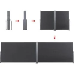 Songmics Paravent Extérieur Double 200 X 600cm Store Latéral Abri Soleil Paravent Extérieur Rétractable Paravent Retractable - Anthracite GSA400G -Promos Garde Plante Boutique 4368757 4
