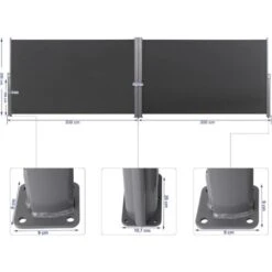 Songmics Paravent Extérieur Double 200 X 600cm Store Latéral Abri Soleil Paravent Extérieur Rétractable Paravent Retractable - Anthracite GSA400G -Promos Garde Plante Boutique 4368757 5