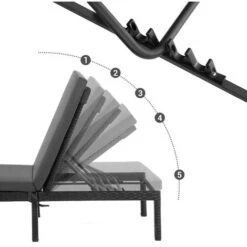 Songmics Chaise Longue, Bain De Soleil, Transat De Relaxation, Avec Matelas De 5 Cm, Surface Tissée, Inclinable - Anthracite GCB27GYV1 10 Songmics Chaise Longue, Bain De Soleil, Transat De Relaxation, Avec Matelas De 5 Cm, Surface Tissée, Inclinable - Anthracite GCB27GYV1 -Promos Garde Plante Boutique 45294867 4