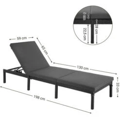 Songmics Chaise Longue, Bain De Soleil, Transat De Relaxation, Avec Matelas De 5 Cm, Surface Tissée, Inclinable - Anthracite GCB27GYV1 11 Songmics Chaise Longue, Bain De Soleil, Transat De Relaxation, Avec Matelas De 5 Cm, Surface Tissée, Inclinable - Anthracite GCB27GYV1 -Promos Garde Plante Boutique 45294867 5