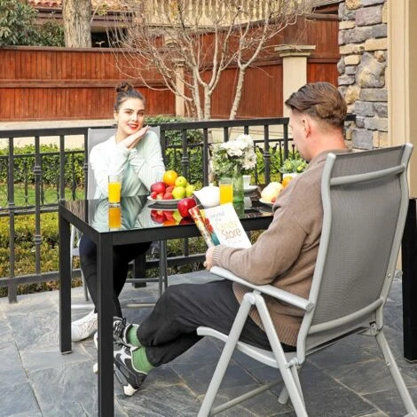 Songmics Lot De 2 Chaises De Jardin Pliables, Bain De Soleil, Transat, Sièges D'extérieur, Cadre En Aluminium Robuste, Dossier Réglable Sur 8 Positions, Charge 150 Kg, Gris GCB29GY 4 Songmics Lot De 2 Chaises De Jardin Pliables, Bain De Soleil, Transat, Sièges D'extérieur, Cadre En Aluminium Robuste, Dossier Réglable Sur 8 Positions, Charge 150 Kg, Gris GCB29GY – Image 2