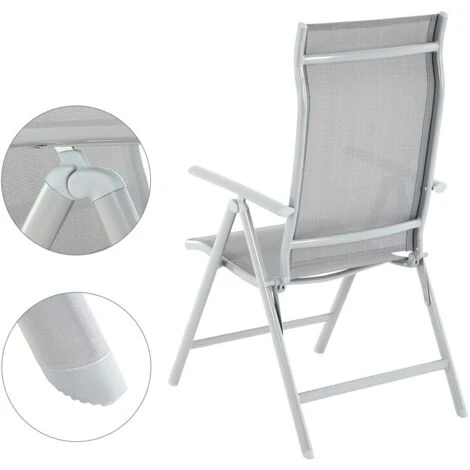 Songmics Lot De 2 Chaises De Jardin Pliables, Bain De Soleil, Transat, Sièges D'extérieur, Cadre En Aluminium Robuste, Dossier Réglable Sur 8 Positions, Charge 150 Kg, Gris GCB29GY 6 Songmics Lot De 2 Chaises De Jardin Pliables, Bain De Soleil, Transat, Sièges D'extérieur, Cadre En Aluminium Robuste, Dossier Réglable Sur 8 Positions, Charge 150 Kg, Gris GCB29GY – Image 4