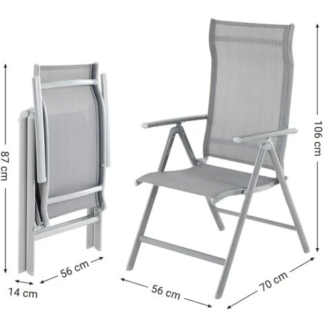 Songmics Lot De 2 Chaises De Jardin Pliables, Bain De Soleil, Transat, Sièges D'extérieur, Cadre En Aluminium Robuste, Dossier Réglable Sur 8 Positions, Charge 150 Kg, Gris GCB29GY 7 Songmics Lot De 2 Chaises De Jardin Pliables, Bain De Soleil, Transat, Sièges D'extérieur, Cadre En Aluminium Robuste, Dossier Réglable Sur 8 Positions, Charge 150 Kg, Gris GCB29GY – Image 5