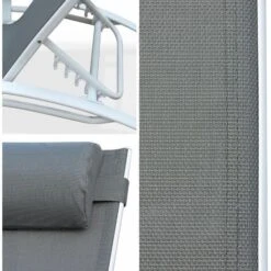 Duo De Bains De Soleil En Aluminium Et Textilène Louisa Blanc / Gris -Promos Garde Plante Boutique 459236 4