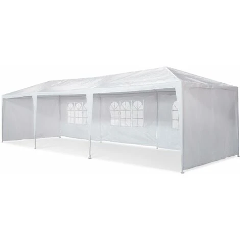 Tente De Réception 3x9m. 27 M² - Massilia - Blanc - à Utiliser Comme Pavillon. Pergola. Tente De Jardin. Chapiteau Ou Tonnelle. 5 Tente De Réception 3x9m. 27 M² - Massilia - Blanc - à Utiliser Comme Pavillon. Pergola. Tente De Jardin. Chapiteau Ou Tonnelle. – Image 3