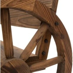 OUTSUNNY Banc De Jardin 3 Places Style Rustique Chic Accoudoirs Roues De Charette Bois Sapin Traité Carbonisation -Promos Garde Plante Boutique 47114245 4