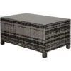 OUTSUNNY Table Basse De Jardin Plateau Verre Trempé 5 Mm Rotin Tressé 85 X 50 X 39 Cm Max. 70 Kg Gris -Promos Garde Plante Boutique 47489031 1