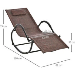 OUTSUNNY Chaise Longue à Bascule Rocking Chair Design Contemporain Dim. 160L X 61l X 79H Cm Métal Textilène Brun 9 OUTSUNNY Chaise Longue à Bascule Rocking Chair Design Contemporain Dim. 160L X 61l X 79H Cm Métal Textilène Brun -Promos Garde Plante Boutique 48159375 3