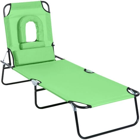 OUTSUNNY Bain De Soleil Pliable Transat Inclinable 4 Positions Chaise Longue De Lecture 3 Coussins Fournis Vert 3 OUTSUNNY Bain De Soleil Pliable Transat Inclinable 4 Positions Chaise Longue De Lecture 3 Coussins Fournis Vert