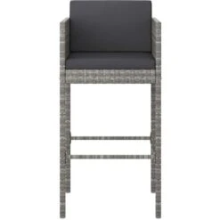Ensemble De Bar De Jardin 3 Pcs Et Coussins Résine Tressée Gris VidaXL -Promos Garde Plante Boutique 49924839 4