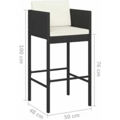Ensemble De Bar De Jardin 3 Pcs Et Coussins Résine Tressée Noir VidaXL -Promos Garde Plante Boutique 50396285 3