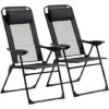 OUTSUNNY Lot De 2 Chaises De Jardin Camping Pliables - Dossier Inclinable 5 Positions - Tétière Incluse - Acier époxy Oxford Textilène Noir -Promos Garde Plante Boutique 50904470 1