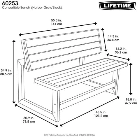 Lifetime Banc Convertible En Table Pique-Nique Gris (141 Cm) 7 Lifetime Banc Convertible En Table Pique-Nique Gris (141 Cm) – Image 5