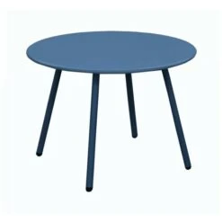 PROLOISIRS Table Basse De Jardin Ronde En Acier Rio - Bleu Ø 50 Cm