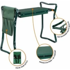 Tabouret De Jardinage Pliable Avec Rangement - Vert - Linxor -Promos Garde Plante Boutique 50935144 3